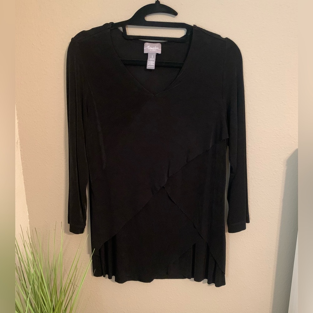 Travelers by Chico’s. Black blouse. Size 1. M/8.